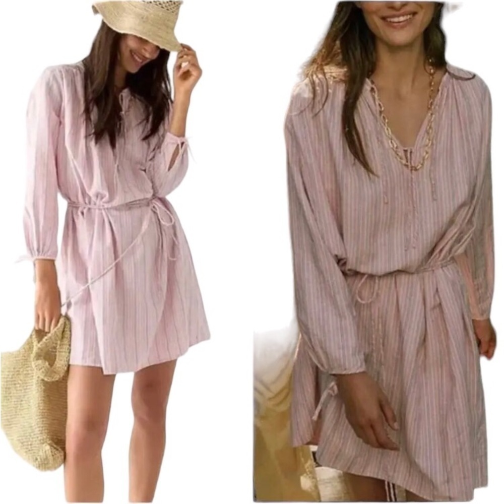 J CrewRe-Imagined Alma Pink Striped Beach Boho Dress l Women’s XL Dress 0588
